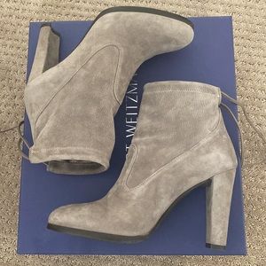 Stuart Weitzman Mitten Suede Back-Tie Booties